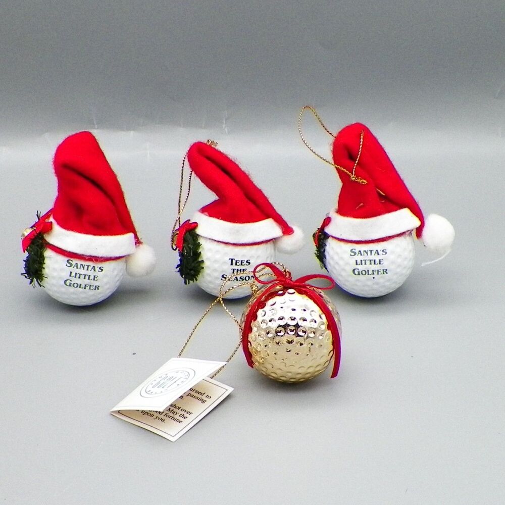 Set of 4 Golfers Christmas Tree Ornaments 3 by Ganz & Golden Golf Ball